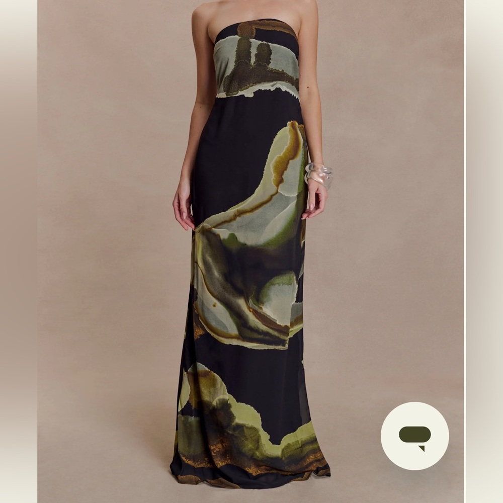 NWT Meshki Black and Green Strapless Maxi Dress